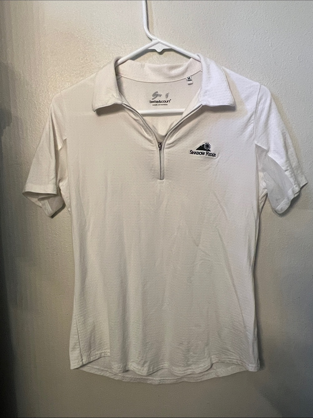 White Short-Sleeve Zip Polo